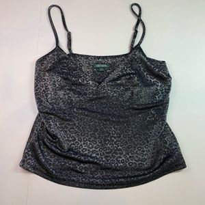 Shiny leopard print spaghetti strap top